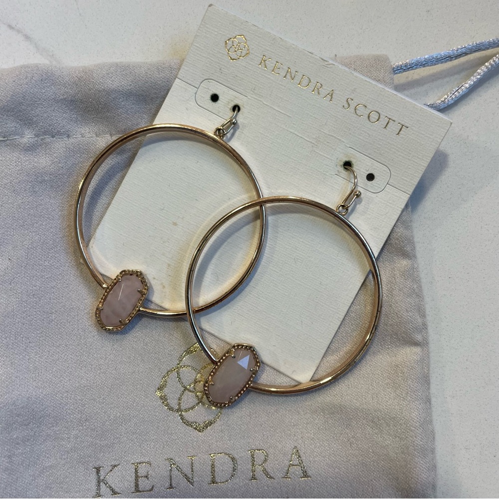 Kendra Scott Gold and Pink Geometric Earrings - Picture 2 of 2